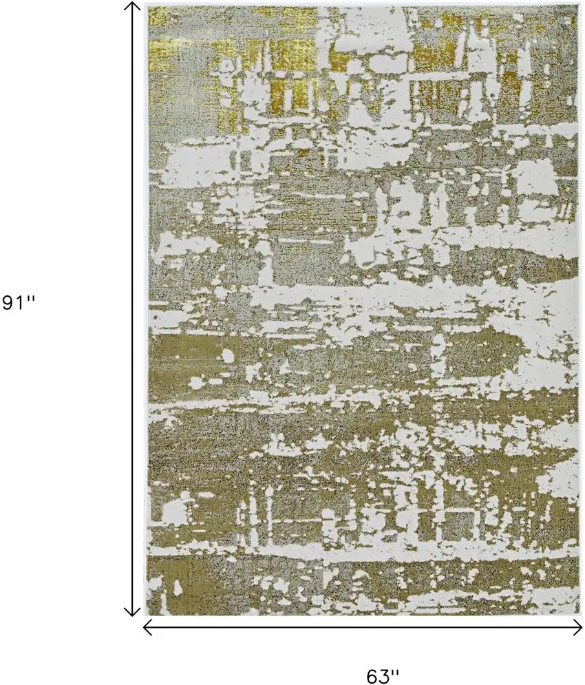 Ivory And Gold Abstract Area Rug Photo 3