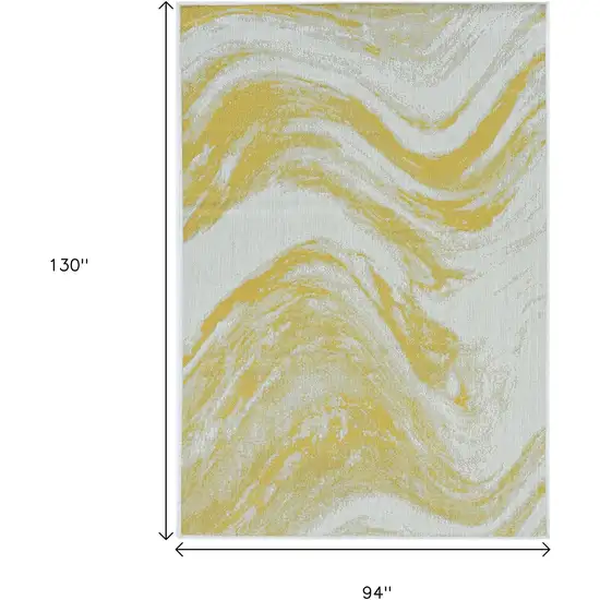 Ivory And Gold Abstract Area Rug Photo 3