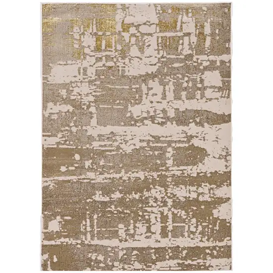 Ivory Taupe And Gold Abstract Area Rug Photo 1