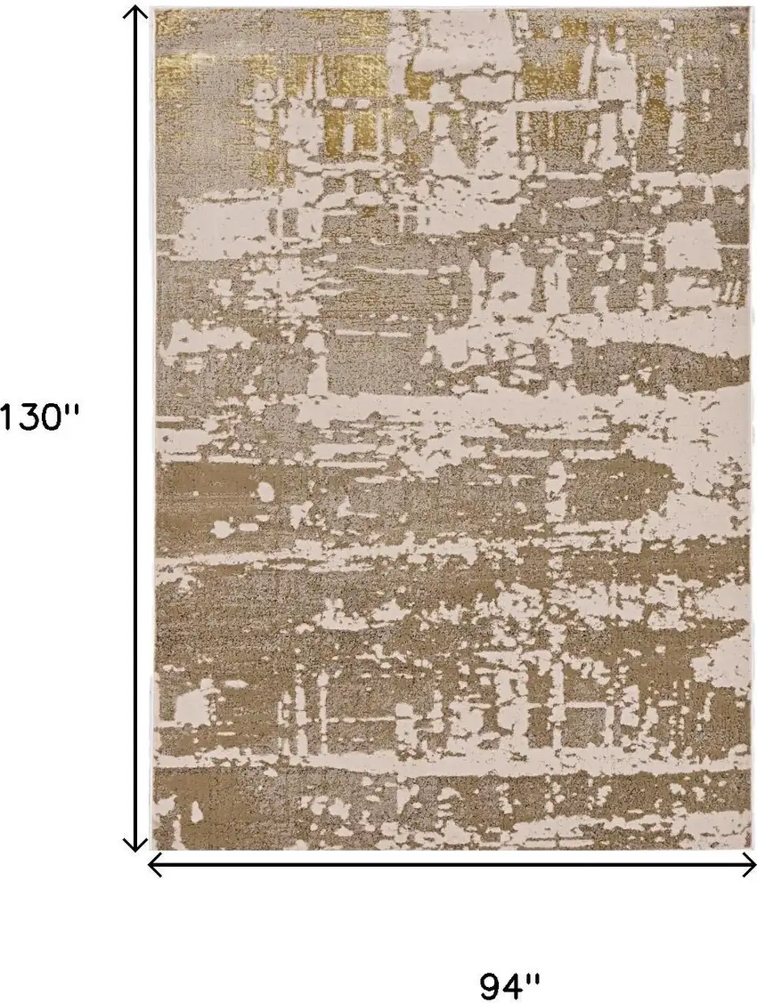 Ivory Taupe And Gold Abstract Area Rug Photo 5
