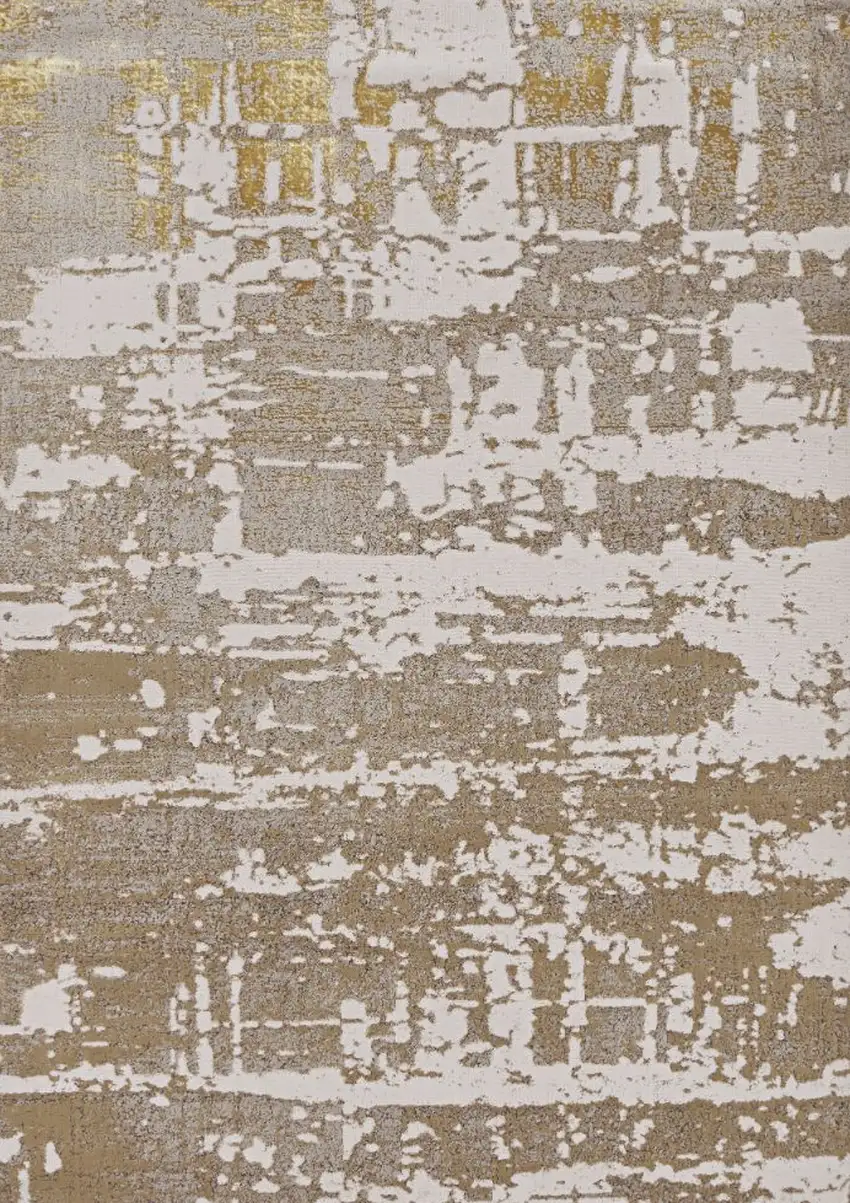 94 X 130 Ivory Or Gold Polypropylene Or Polyester Rug Photo 2