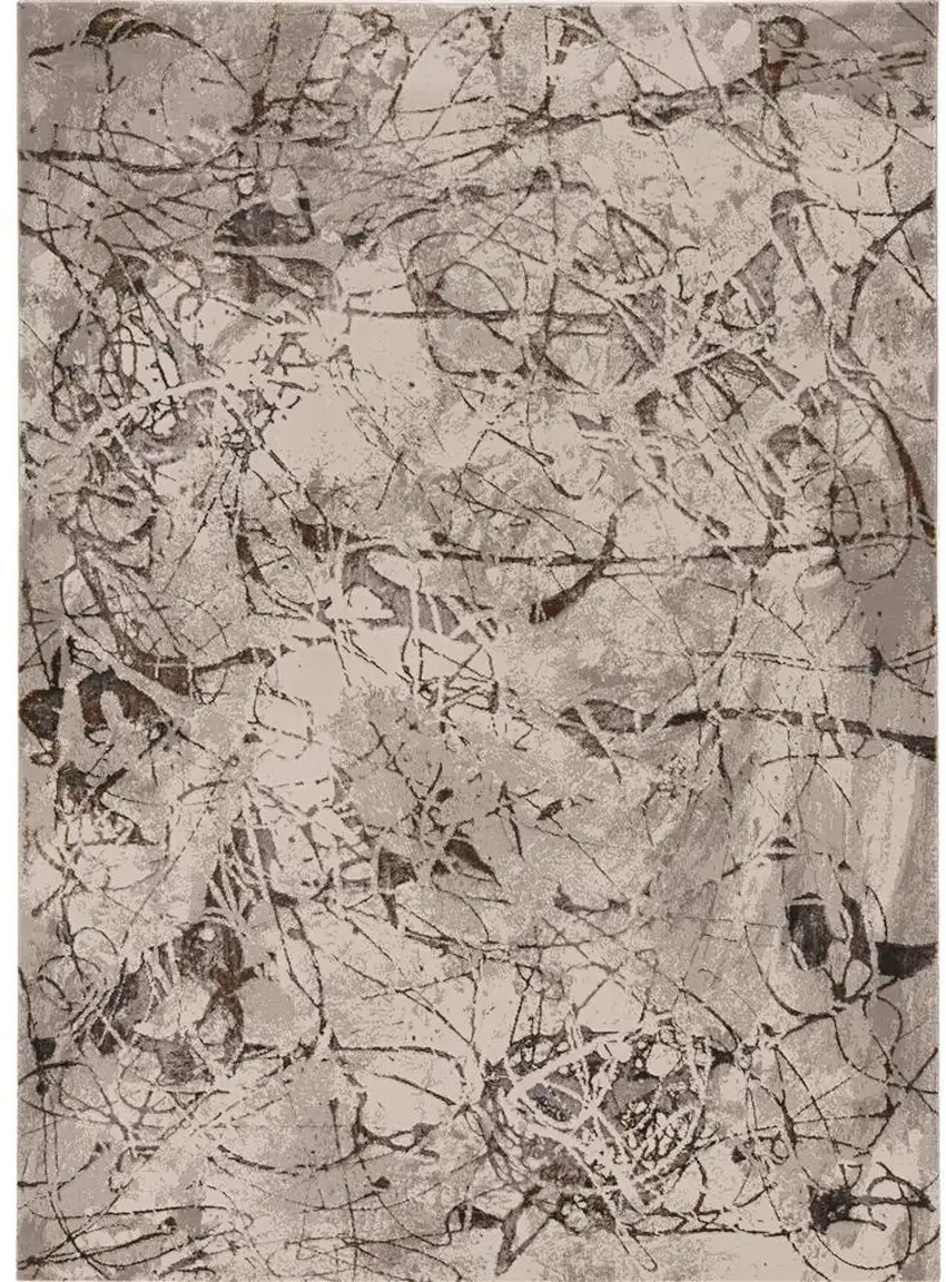 Ivory Gray And Brown Abstract Area Rug Photo 2