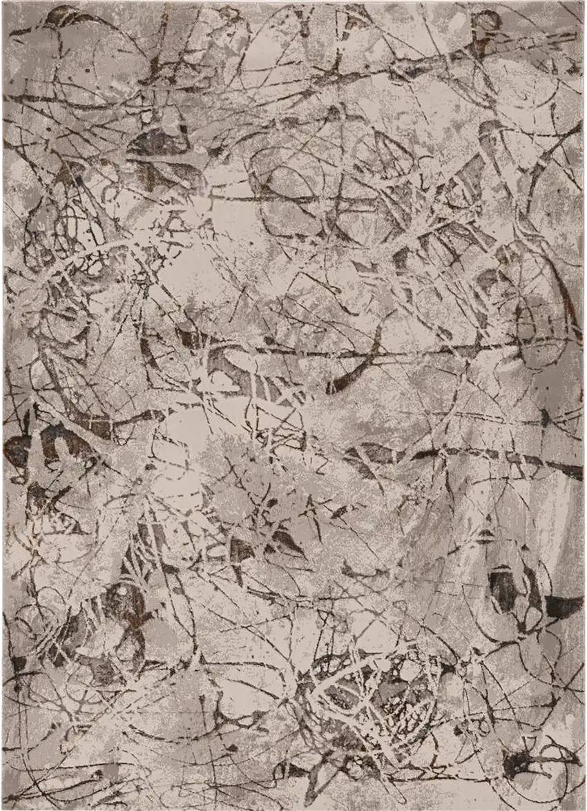 Ivory Or Grey Abstract Area Rug Photo 2