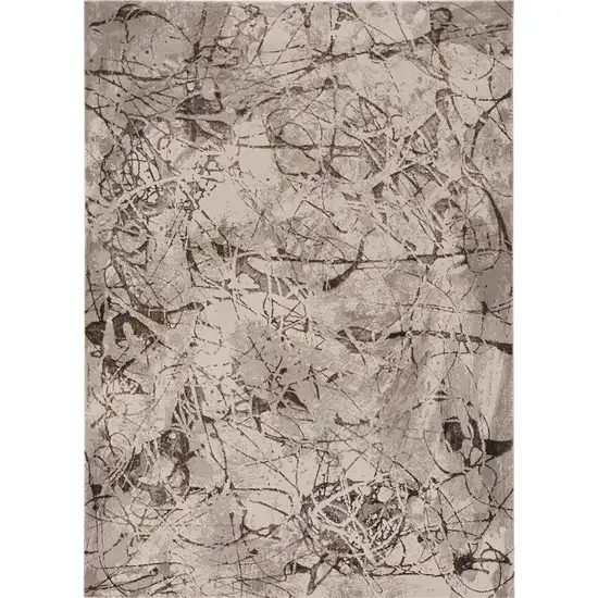 Ivory Or Grey Abstract Area Rug Photo 2