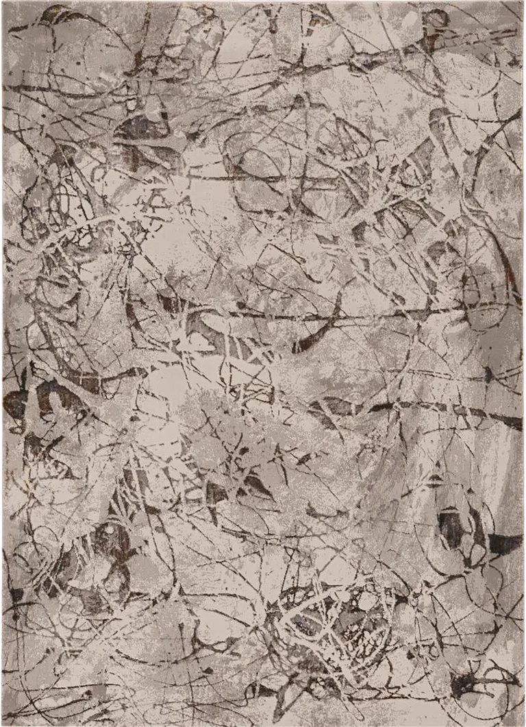Ivory or Grey Abstract Area Rug Photo 3