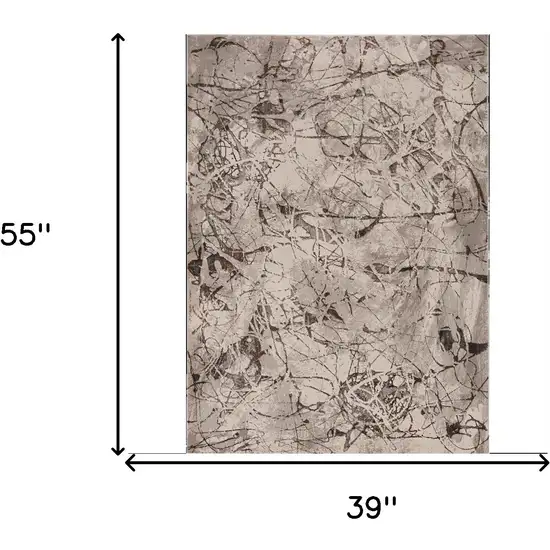 Gray and Ivory Abstract Area Rug Photo 3