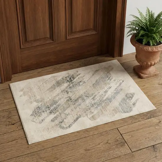 Gray And Ivory Abstract Distressed Area Rug Photo 1