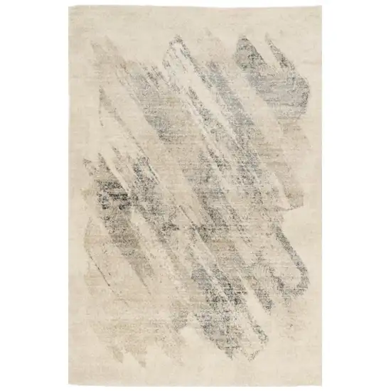 Gray and Ivory Abstract Worn Faded Area Rug Photo 2