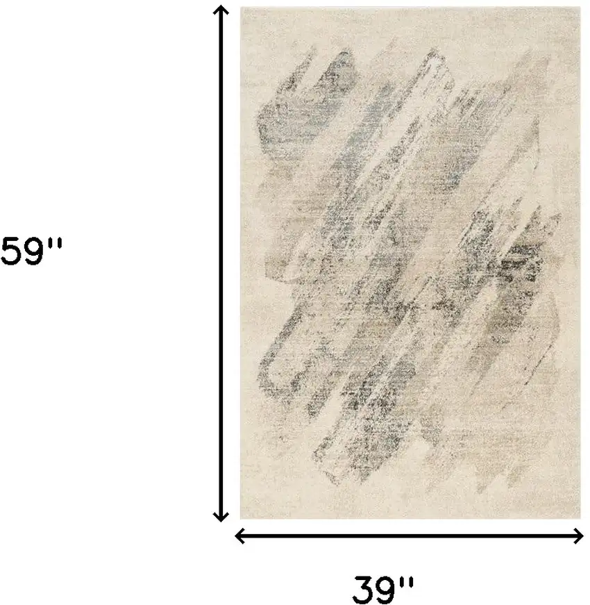 Gray and Ivory Abstract Distressed Area Rug Photo 3