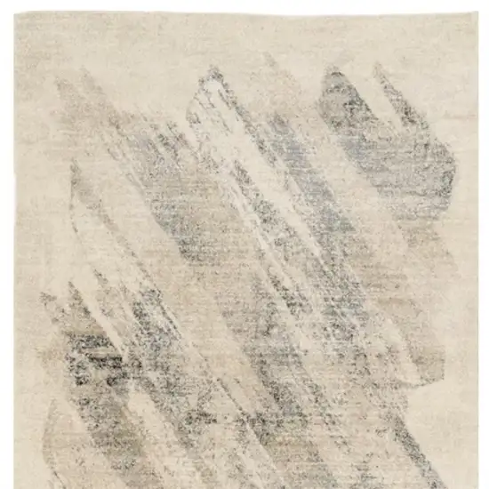 Gray and Ivory Abstract Worn Faded Area Rug Photo 4
