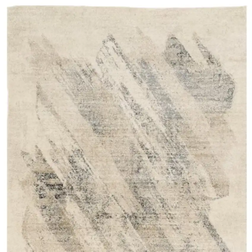 Gray and Ivory Abstract Worn Faded Area Rug Photo 4
