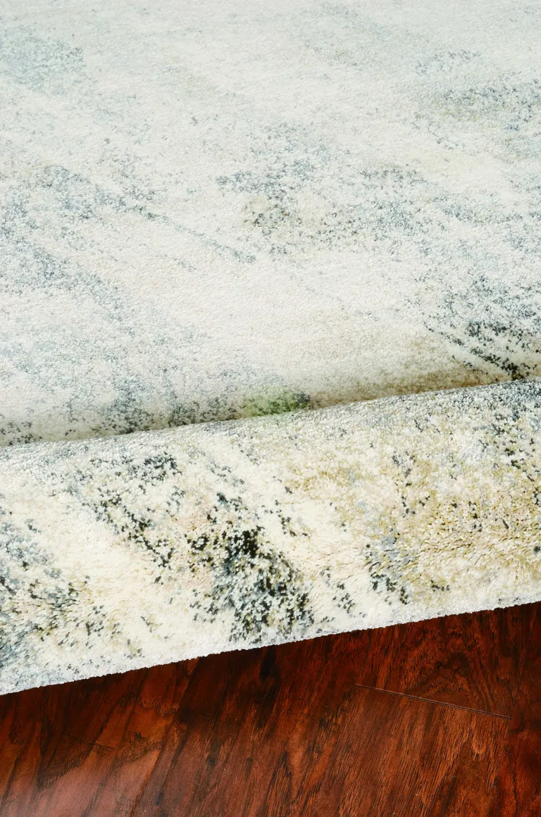 Ivory or Grey Abstract Brushstrokes Runner Rug Photo 1