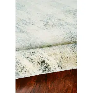 Photo of Ivory or Grey Abstract Brushstrokes Runner Rug