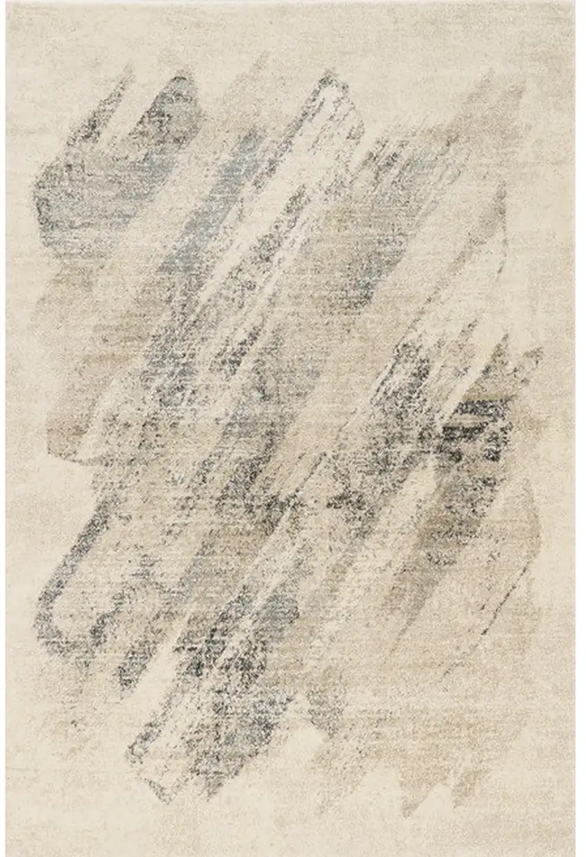 2' X 7' Ivory Or Grey Abstract Brushstrokes Runner Rug Photo 2