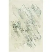 Photo of Ivory or Grey Abstract Brushstrokes Runner Rug