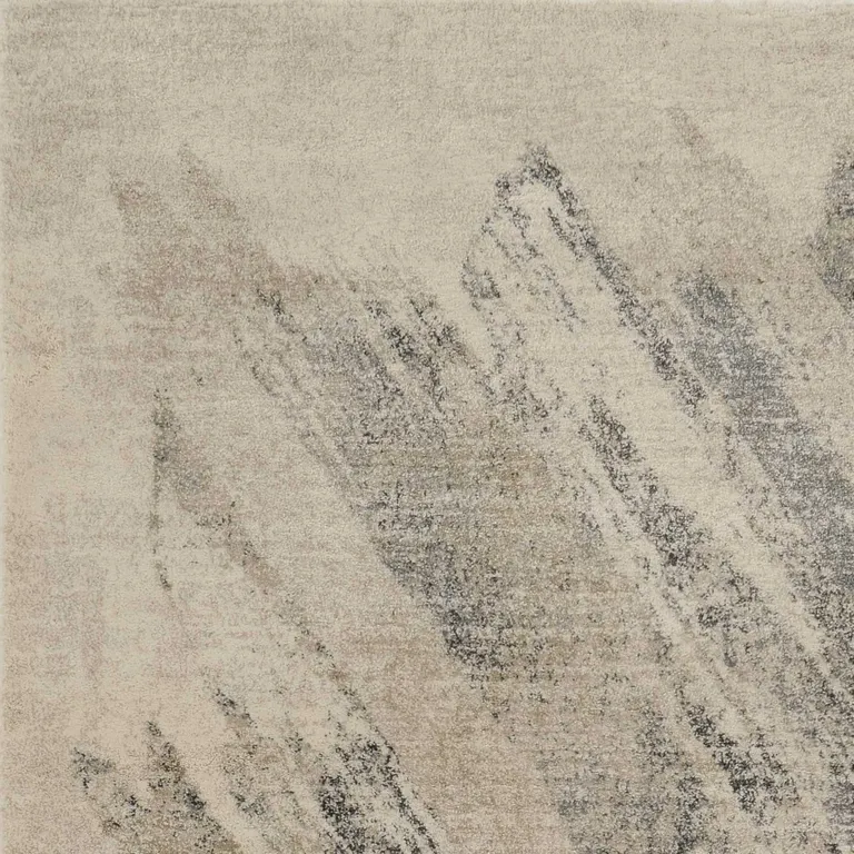 Ivory or Grey Abstract Brushstrokes Runner Rug Photo 2