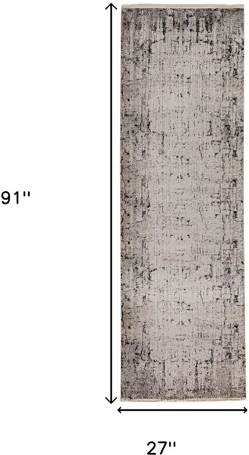 2' X 8' Ivory Or Grey Abstract Cracks Runner Rug Photo 6