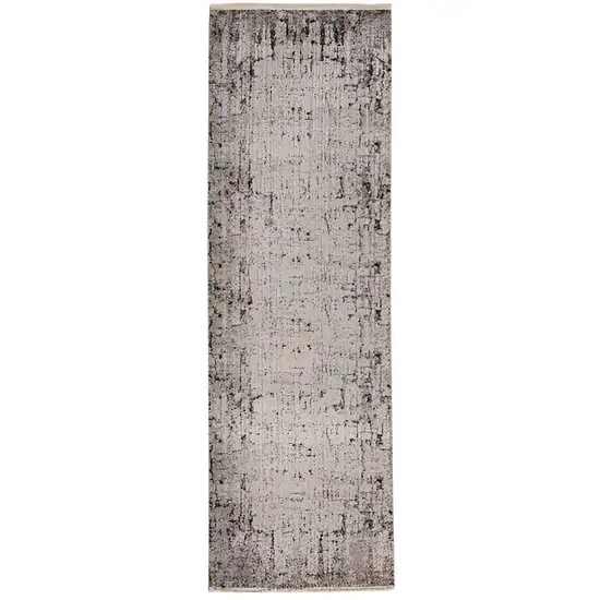 2' X 8' Ivory Or Grey Abstract Cracks Runner Rug Photo 1