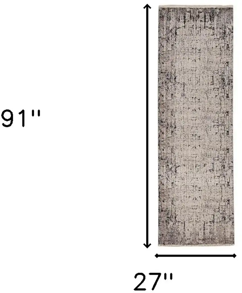 2' X 8' Ivory Or Grey Abstract Cracks Runner Rug Photo 3
