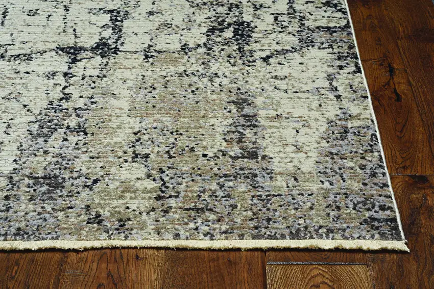 Ivory or Grey Abstract Cracks Runner Rug Photo 1