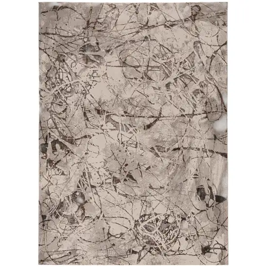 Ivory Gray and Brown Abstract Area Rug Photo 1