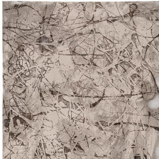 Ivory Gray and Brown Abstract Area Rug Photo 4
