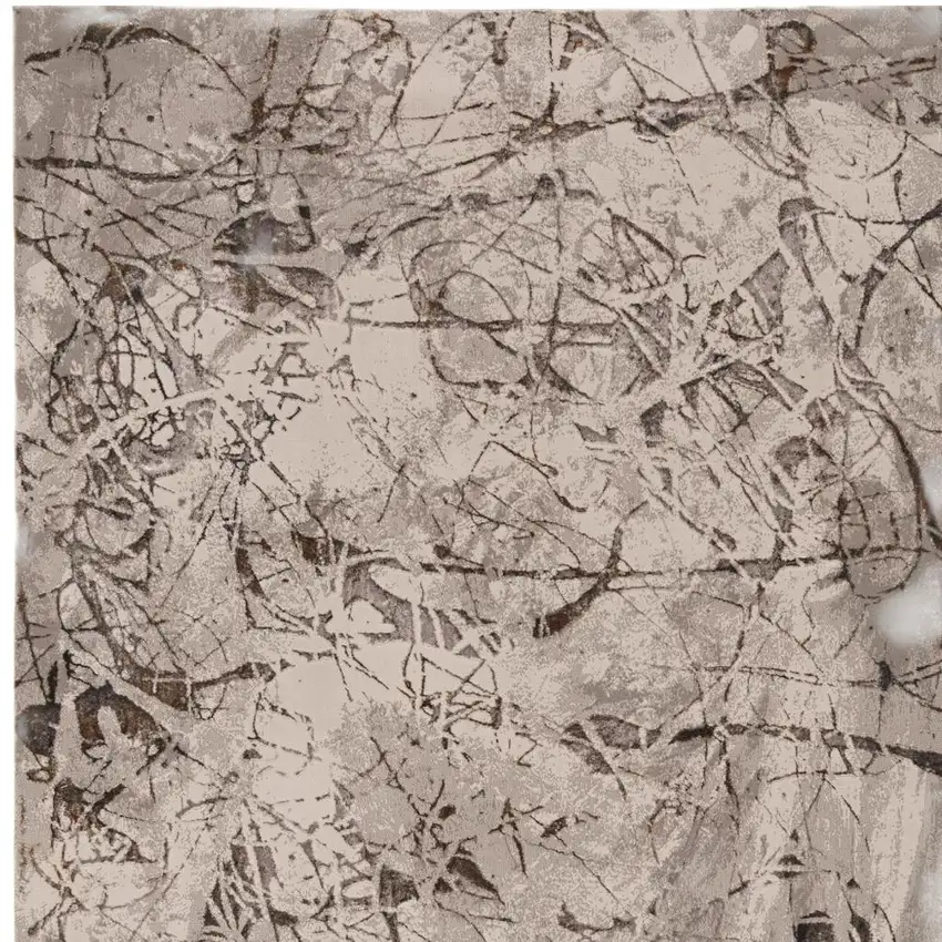 Ivory Gray and Brown Abstract Area Rug Photo 4