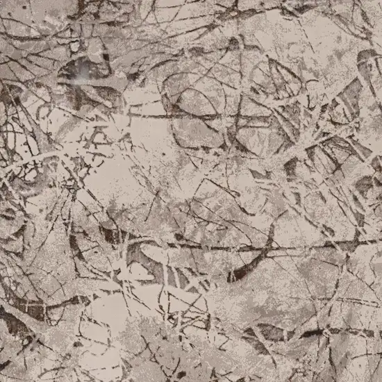 Ivory Gray and Brown Abstract Area Rug Photo 3