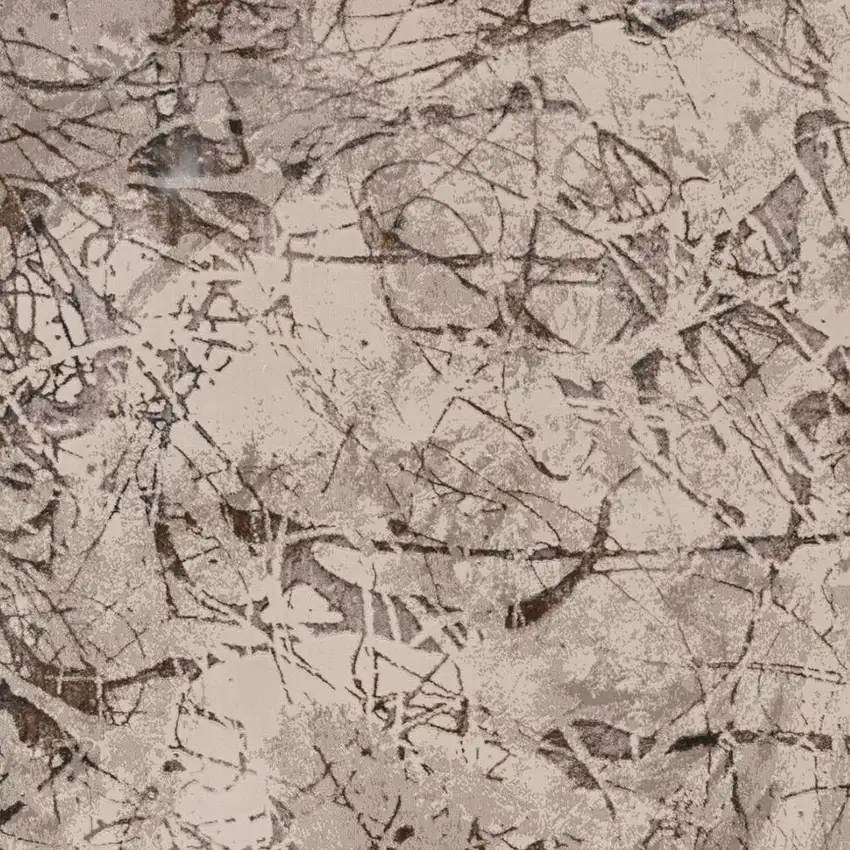 Ivory Gray and Brown Abstract Area Rug Photo 3