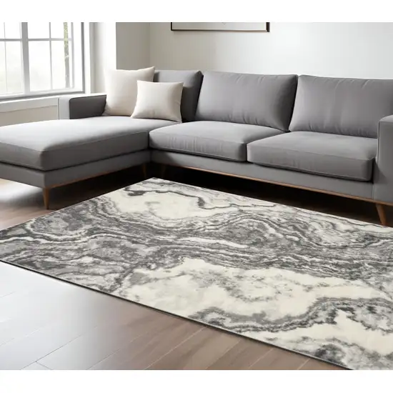 Gray And Ivory Abstract Area Rug Photo 1