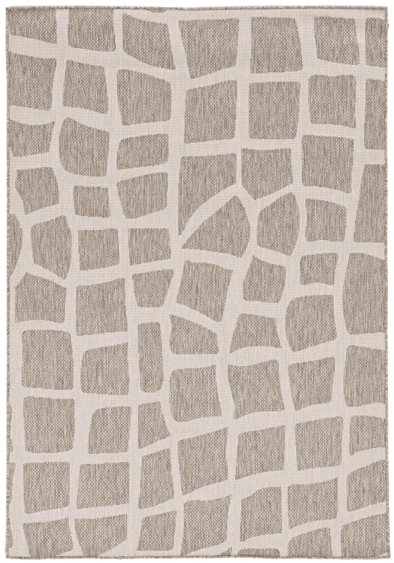 Ivory or Grey Abstract Tiles Indoor Area Rug Photo 2