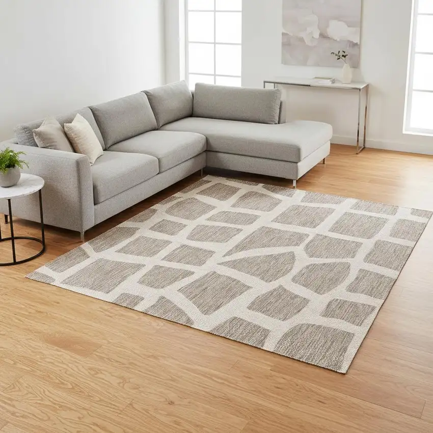 Gray And Ivory Cobblestone Area Rug Photo 1