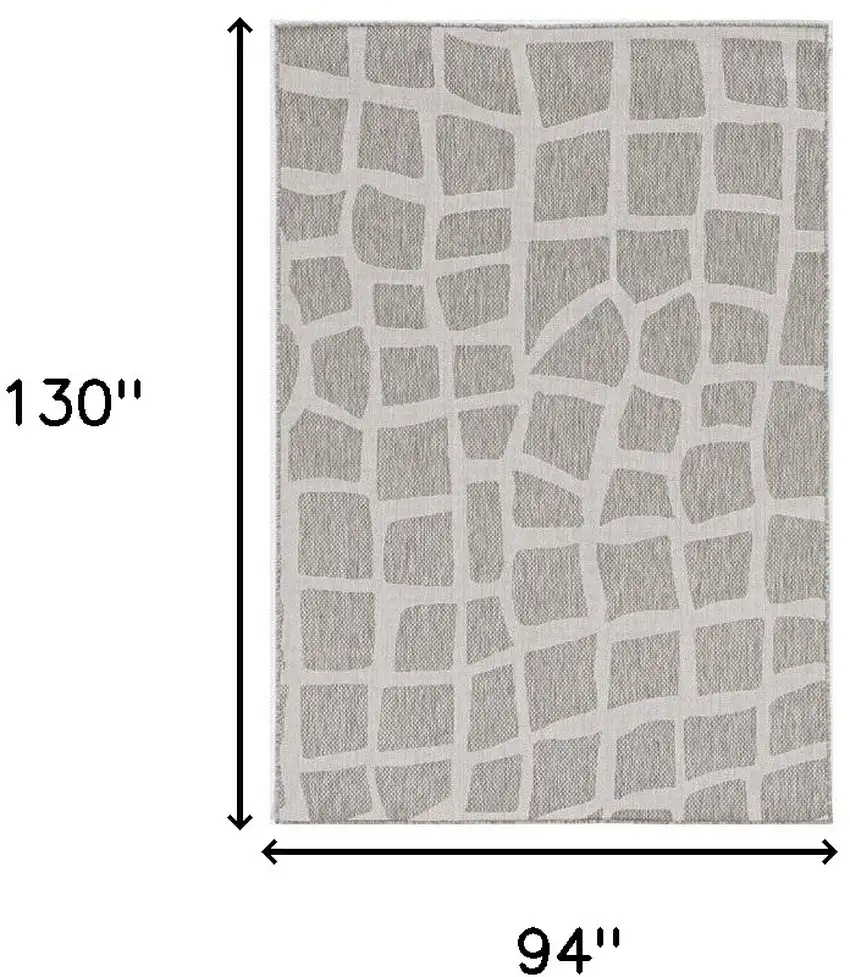 Ivory Or Grey Abstract Tiles Indoor Area Rug Photo 3