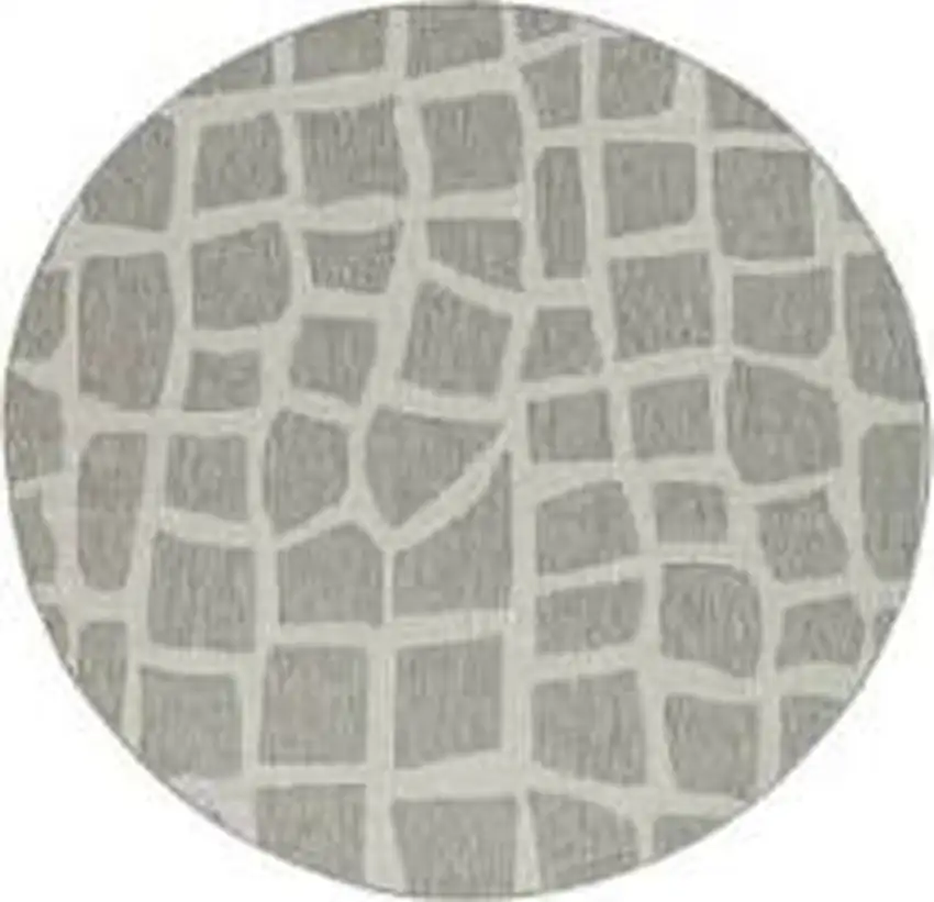 Ivory Or Grey Abstract Tiles Indoor Outdoor Area Rug Photo 2