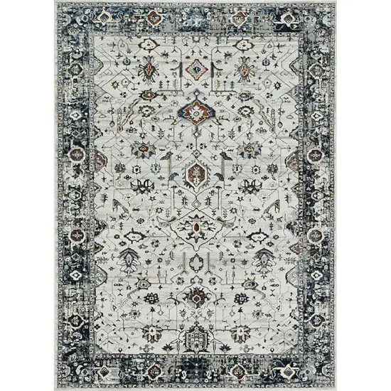 Ivory Or Grey Bordered Area Rug Photo 2