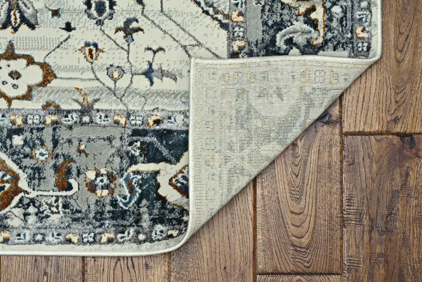 Ivory Or Grey Bordered Area Rug Photo 8