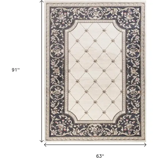 Ivory And Gray Floral Area Rug Photo 3
