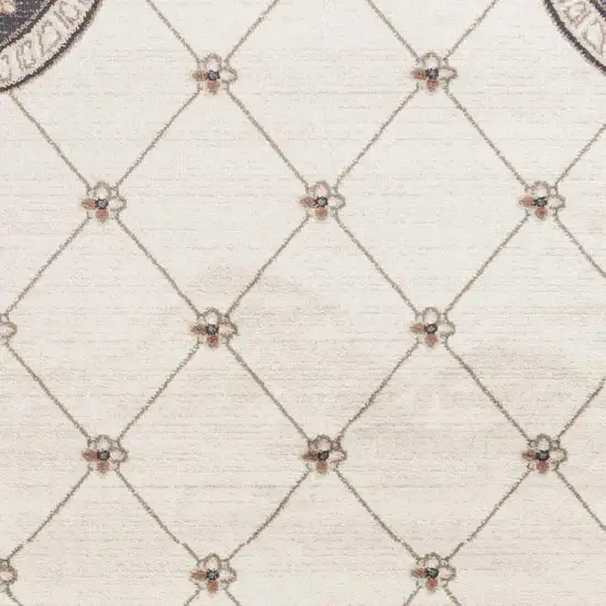 Ivory And Gray Floral Area Rug Photo 6