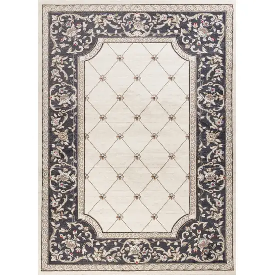 Ivory And Gray Floral Area Rug Photo 2