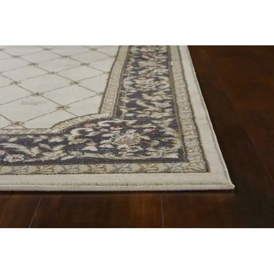 Ivory And Gray Floral Area Rug Photo 8