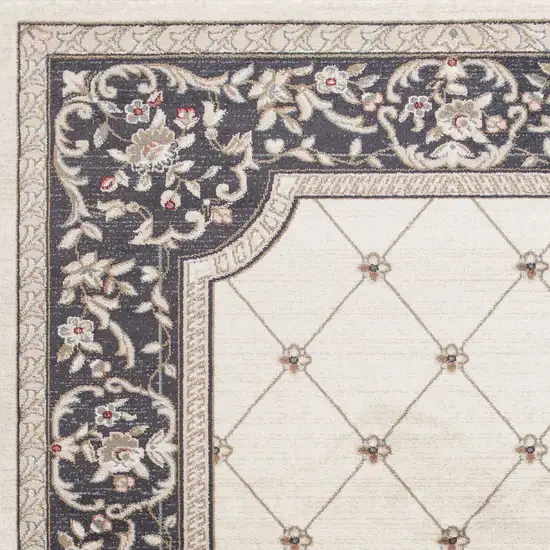 Ivory And Gray Floral Area Rug Photo 5