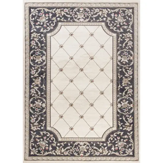Ivory And Gray Floral Area Rug Photo 7