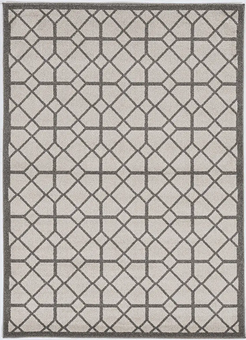 2' X 3' Ivory Or Grey Diamond Pattern Accent Rug Photo 3