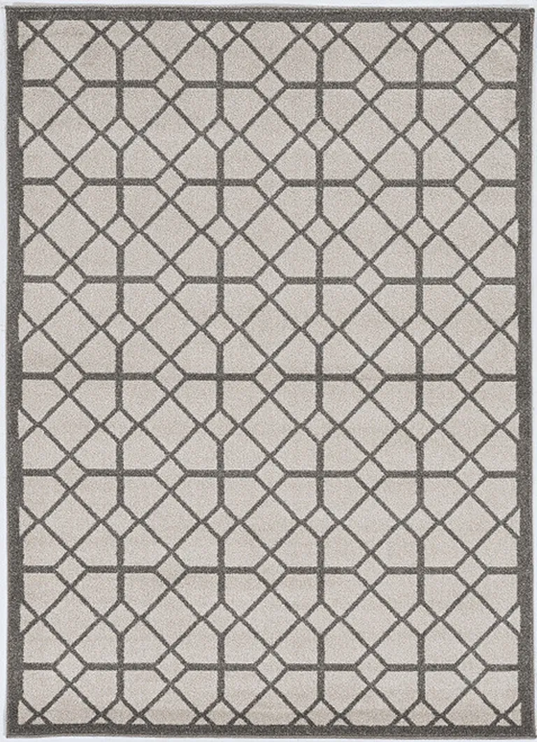 Ivory or Grey Diamond Pattern Accent Rug Photo 2