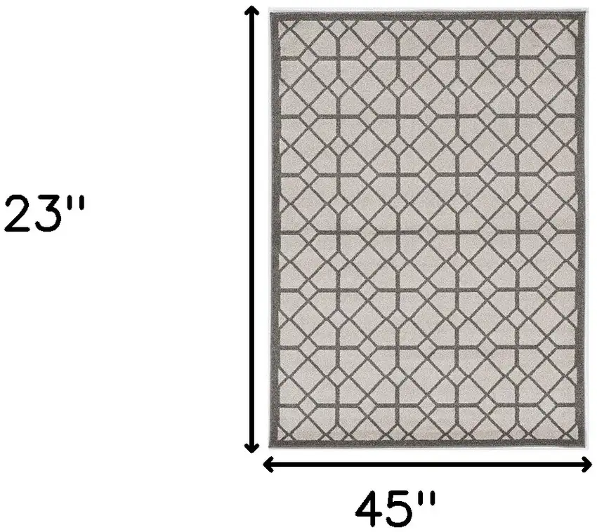 2' X 3' Ivory Or Grey Diamond Pattern Accent Rug Photo 5