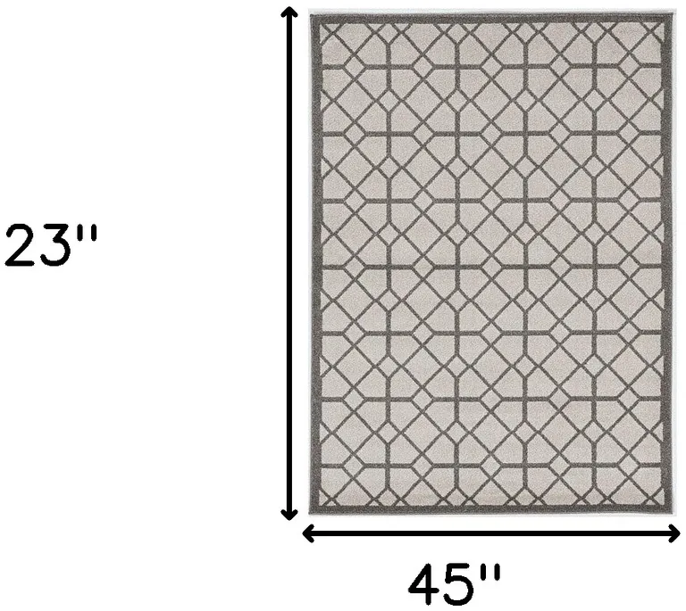 Ivory or Grey Diamond Pattern Accent Rug Photo 3