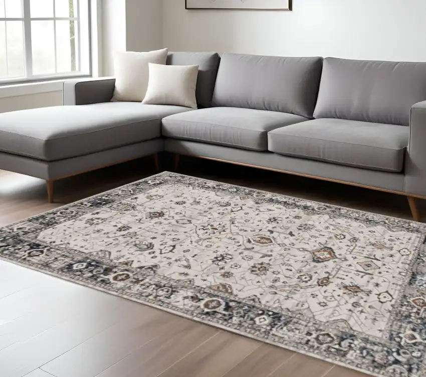 Gray and Ivory Area Rug Photo 1