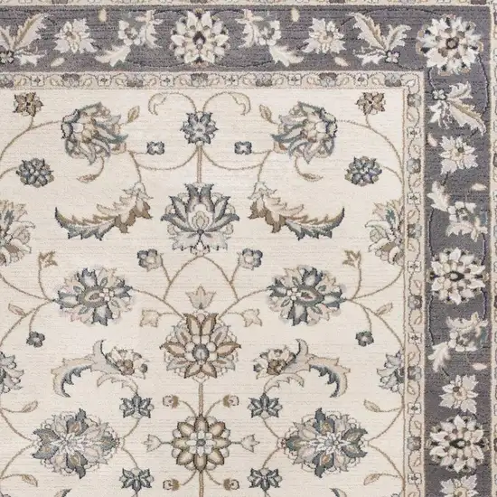 Ivory And Gray Floral Medallion Area Rug Photo 6