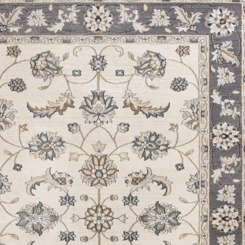 Ivory And Gray Floral Medallion Area Rug Photo 6