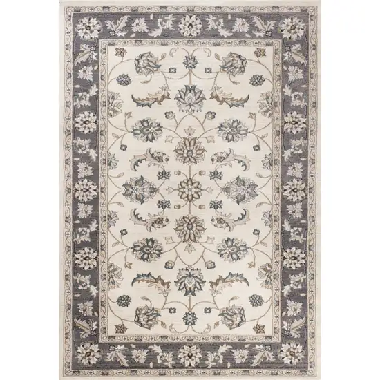 Ivory And Gray Floral Medallion Area Rug Photo 7